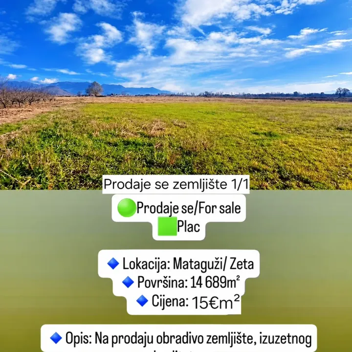 Sale, land lot, 14618m², Mataguži, Podgorica