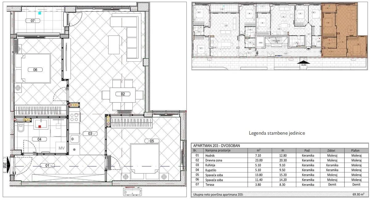Prodaja, dvosoban stan, 69m², Đuraševići, Tivat