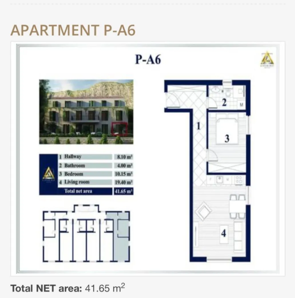 Prodaja, jednosoban stan, 55m², Prčanj, Kotor