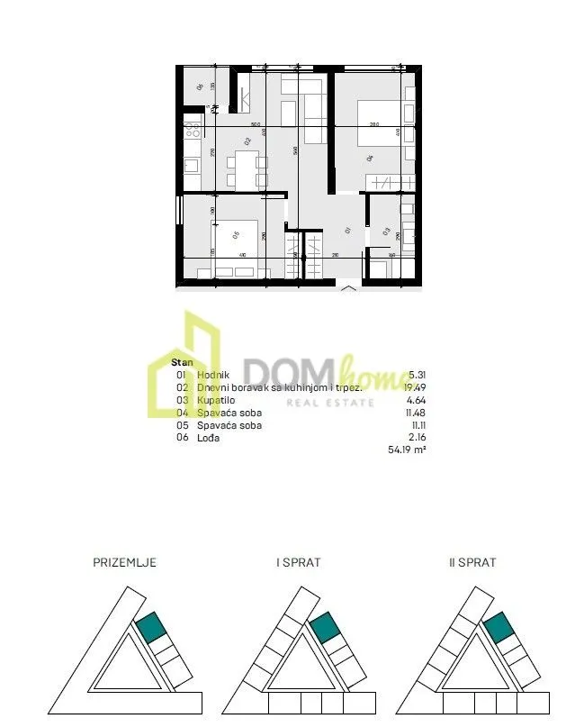 Sale, two bedroom apartment, 54m², Donja Gorica, Podgorica