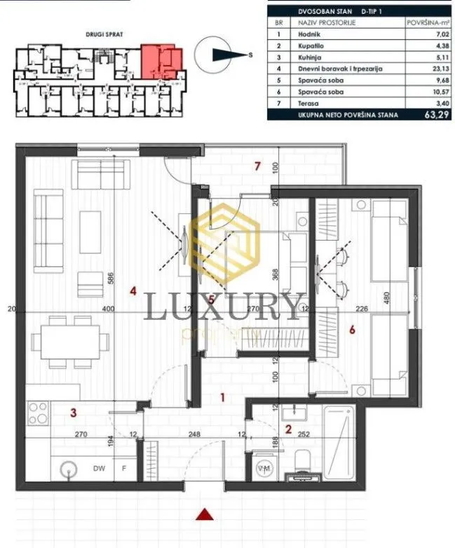 Prodaja, dvosoban stan, 63m², Zabjelo, Podgorica