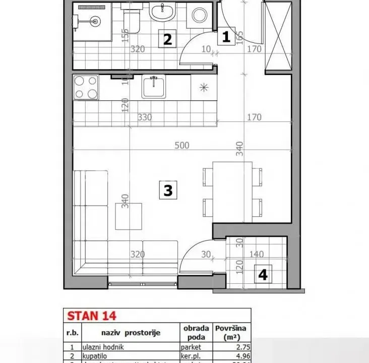 Sale, studio apartment, 30m², Petrovaradin, Novi Sad