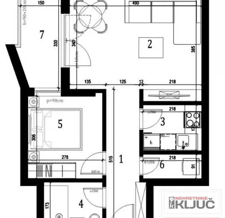 Sale, two bedroom apartment, 46m², Klisa, Novi Sad Sve Podlokacije