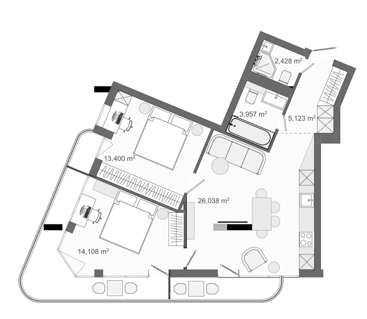 Prodaja, dvosoban stan, 76m², Bjeliši, Bar