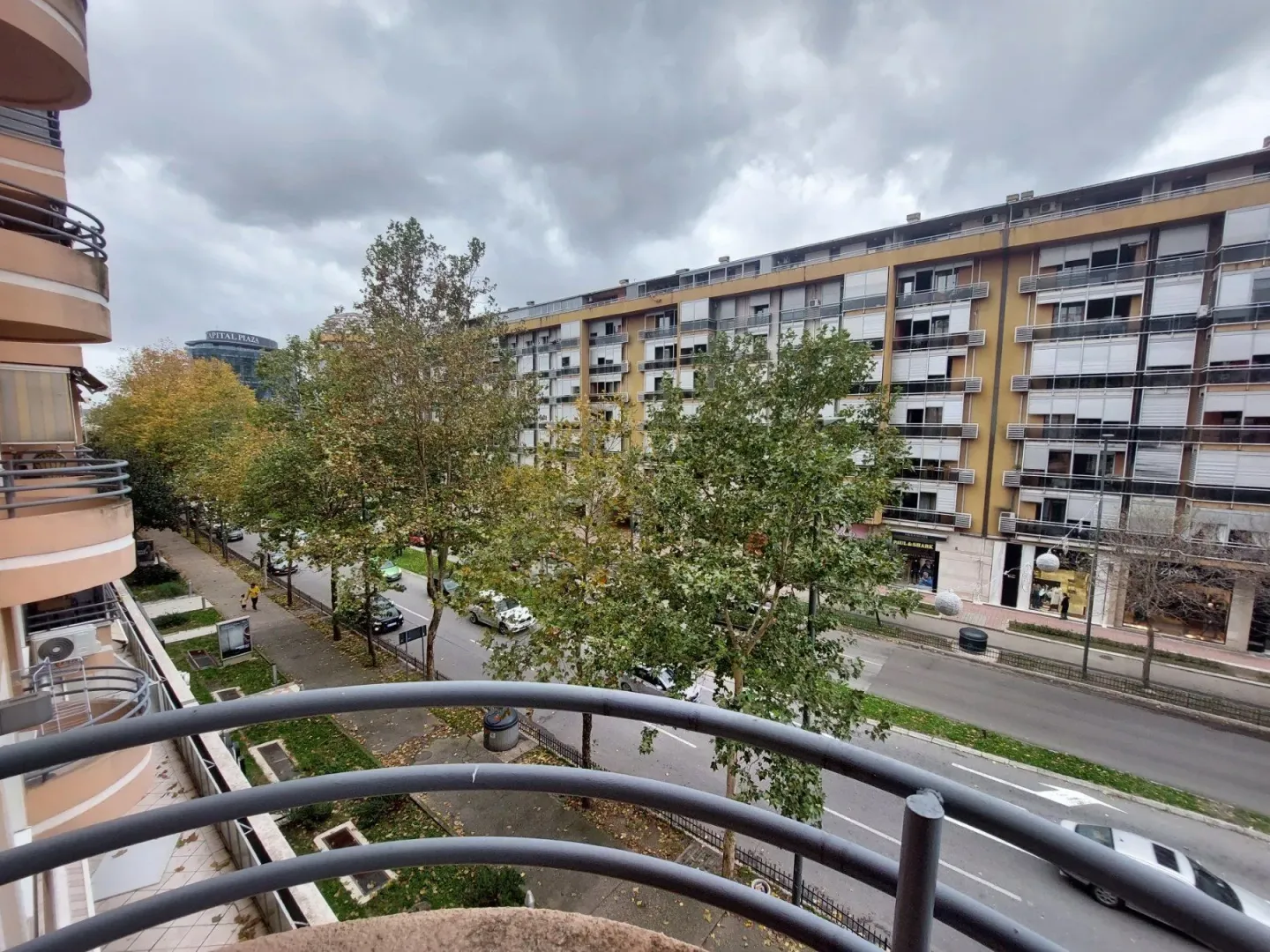 View from the balcony overlooking the street.