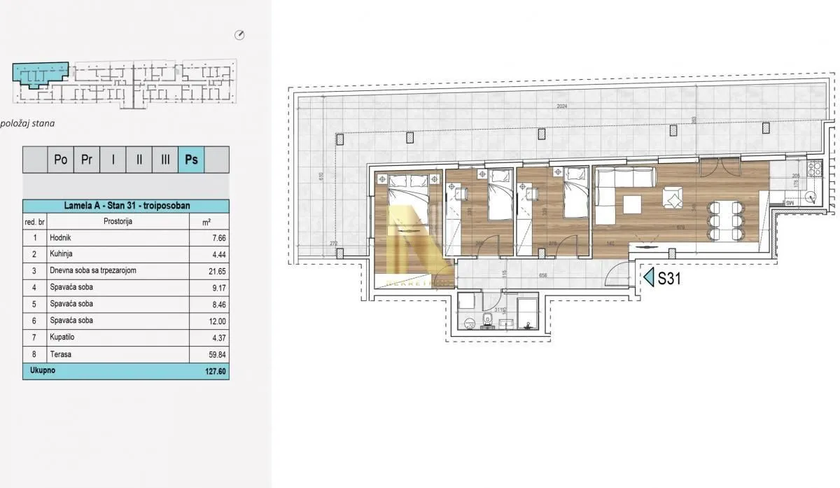 Prodaja, trosoban stan, 128m², Telep, Novi Sad Sve Podlokacije