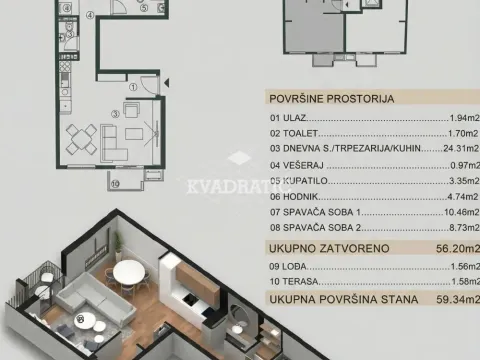 Prodaja, dvosoban stan, 59m², Čukarica, Beograd - image 2