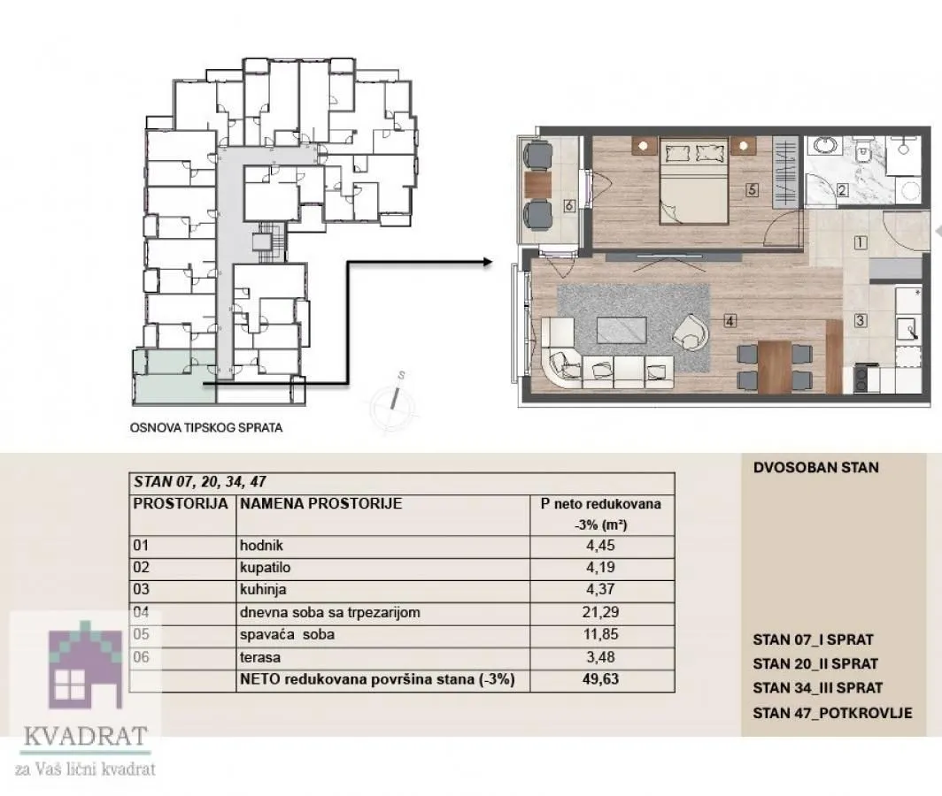 Prodaja, dvosoban stan, 49m², Obrenovac, Beograd