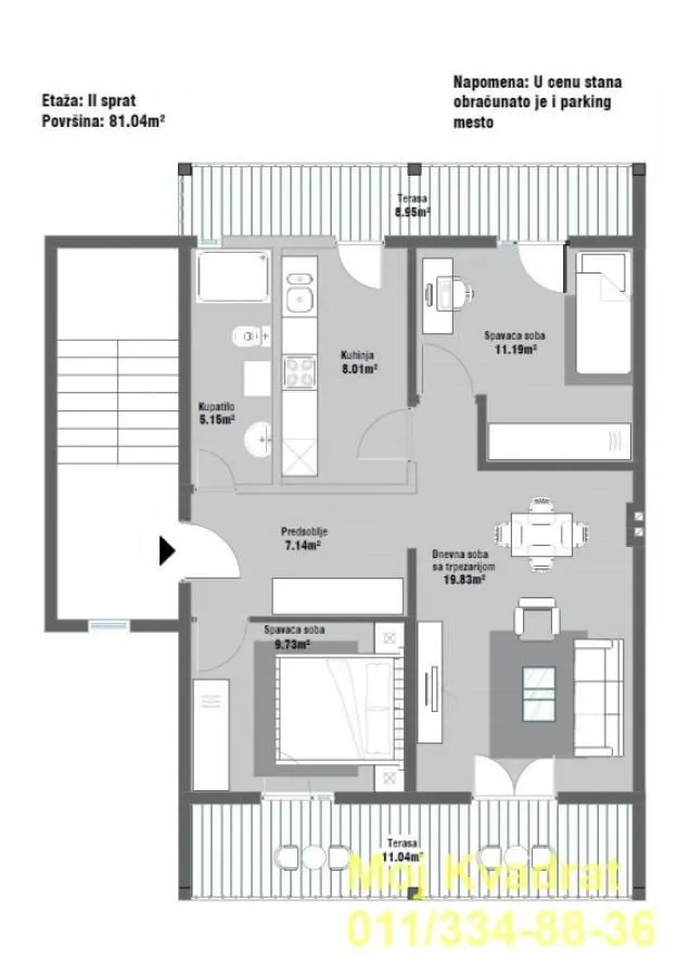 Sale, three bedroom apartment, 81m², Kaludjerica, Grocka