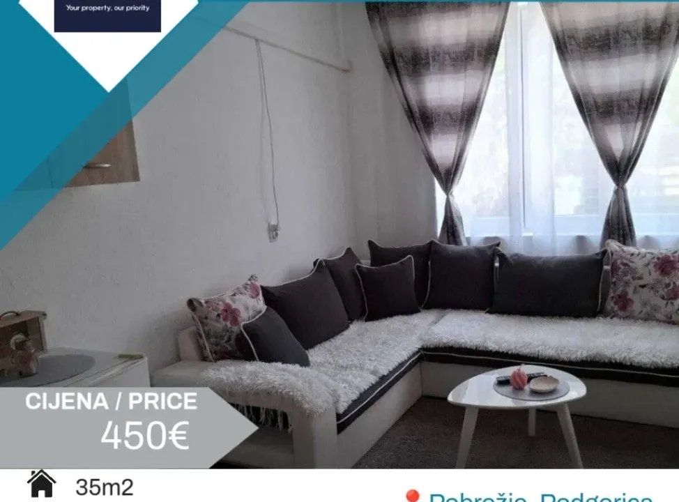 Izdavanje, jednosoban stan, 35m², Pobrežje, Podgorica