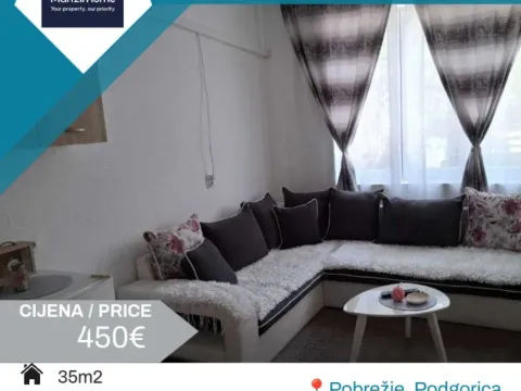 Izdavanje, jednosoban stan, 35m², Pobrežje, Podgorica