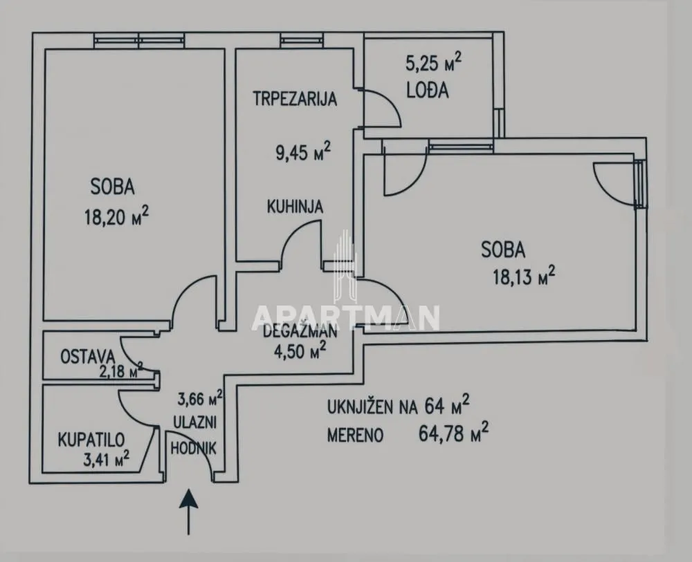 Sale, two bedroom apartment, 64m², Novi Beograd Blok 70, Novi Beograd Sve Podlokacije