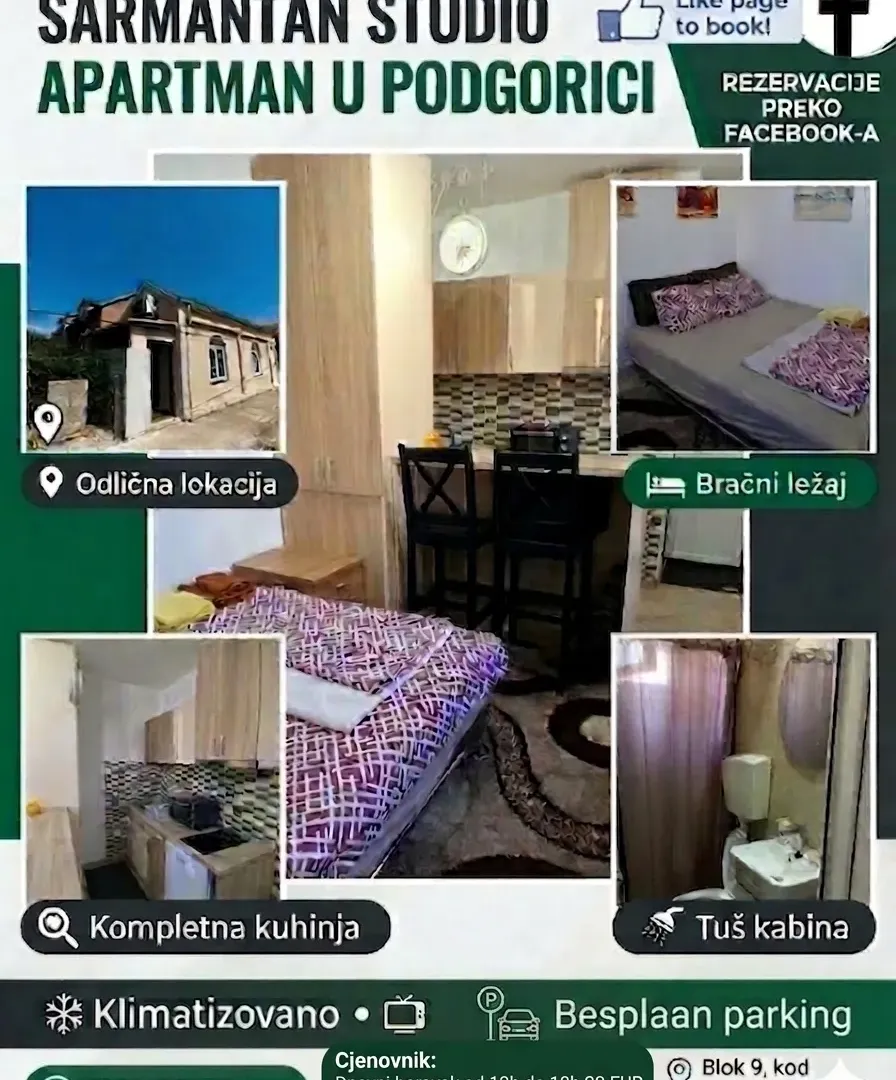 Stan-na-dan, jednosoban stan, 25m², Blok 9, Podgorica