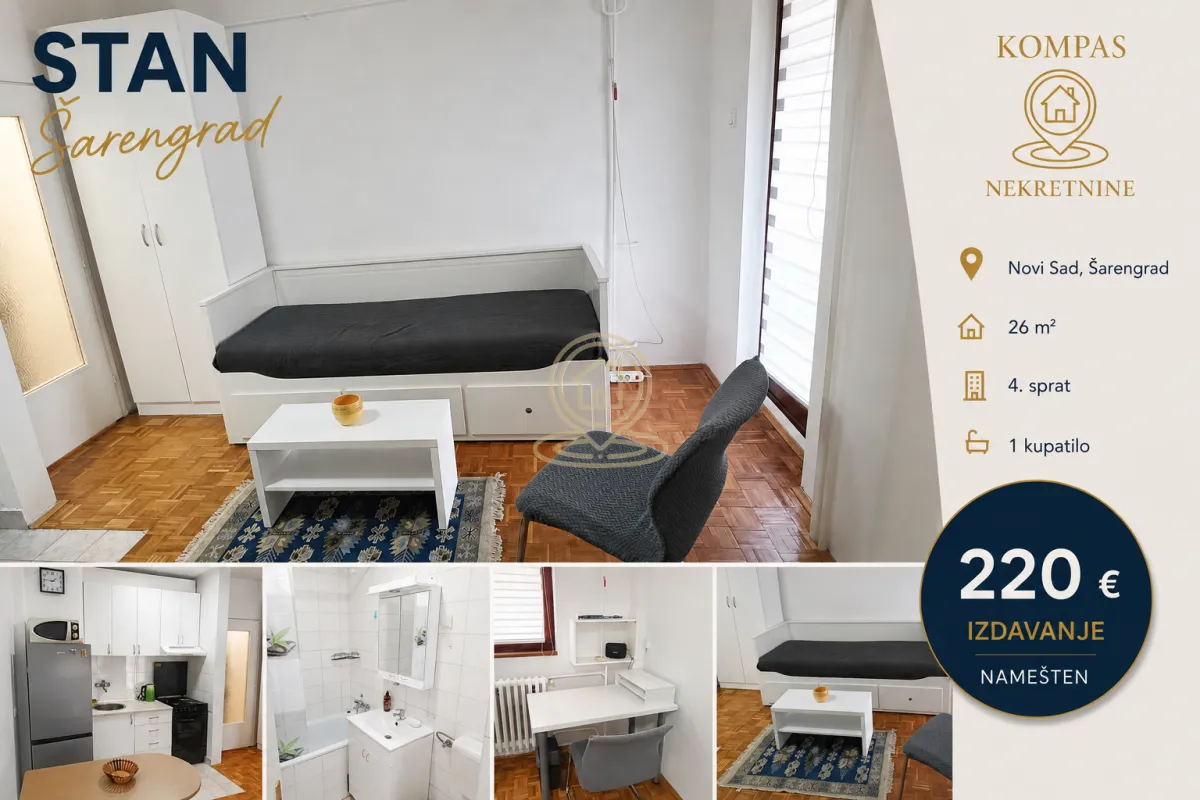 Izdavanje, garsonjera, 26m², Novo naselje, Novi Sad