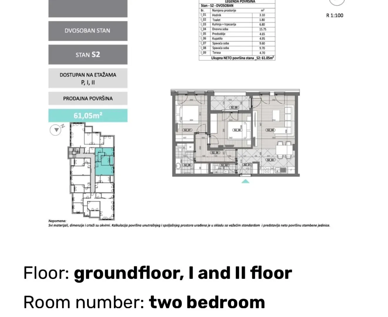 Prodaja, dvosoban stan, 61m², Pod Goricom, Podgorica