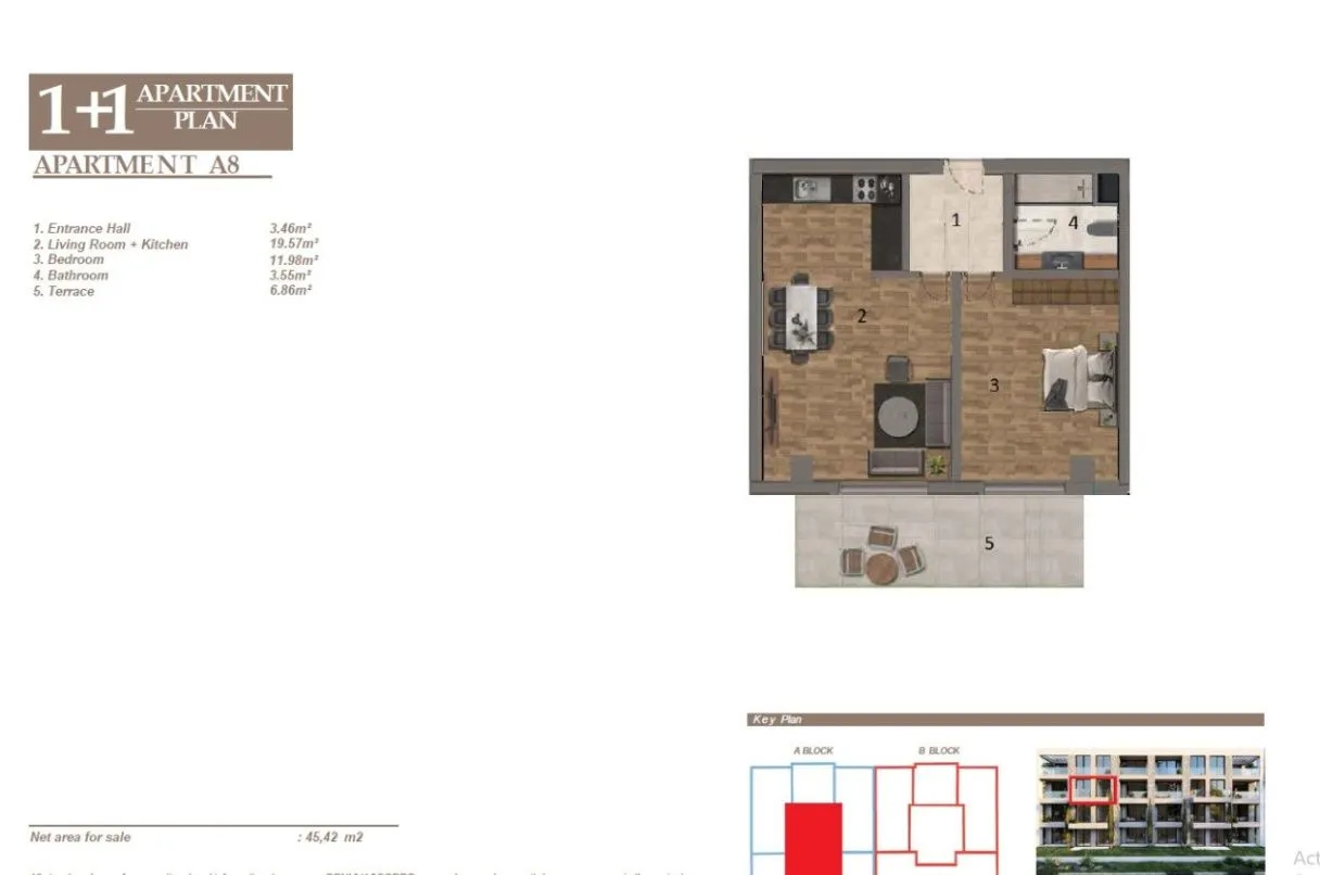 Prodaja, jednosoban stan, 45m², Baošići, Herceg Novi