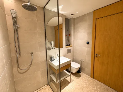 Moderne kupatilo sa tuš kabinom, umivaonikom i ugradnom wc šoljom. - image 11