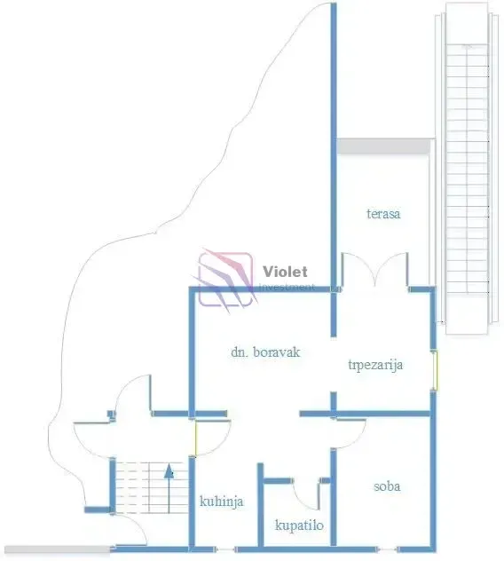 Osnova stana sa rasporedom prostorija.