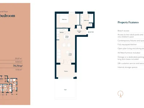 Sale, one bedroom apartment, 71m², Luštica Bay, Tivat - image 2