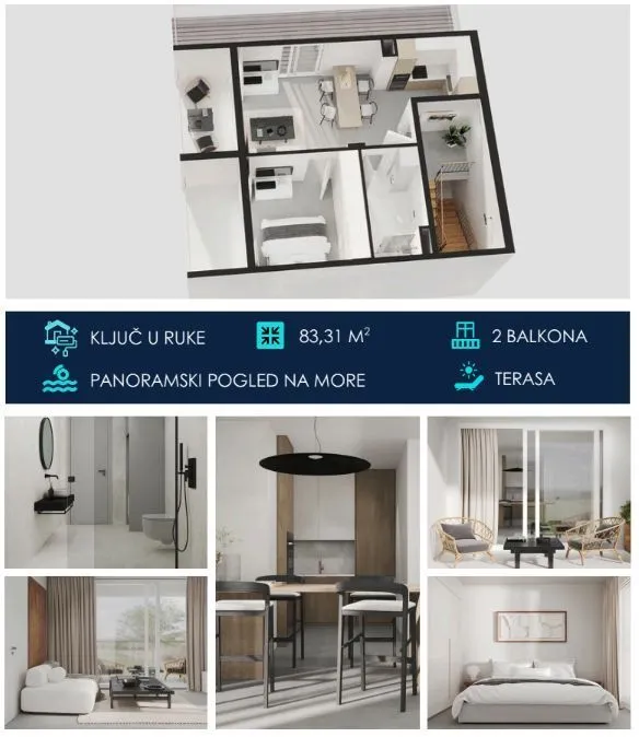Sale, one bedroom apartment, 83m², Tivat, Crna Gora