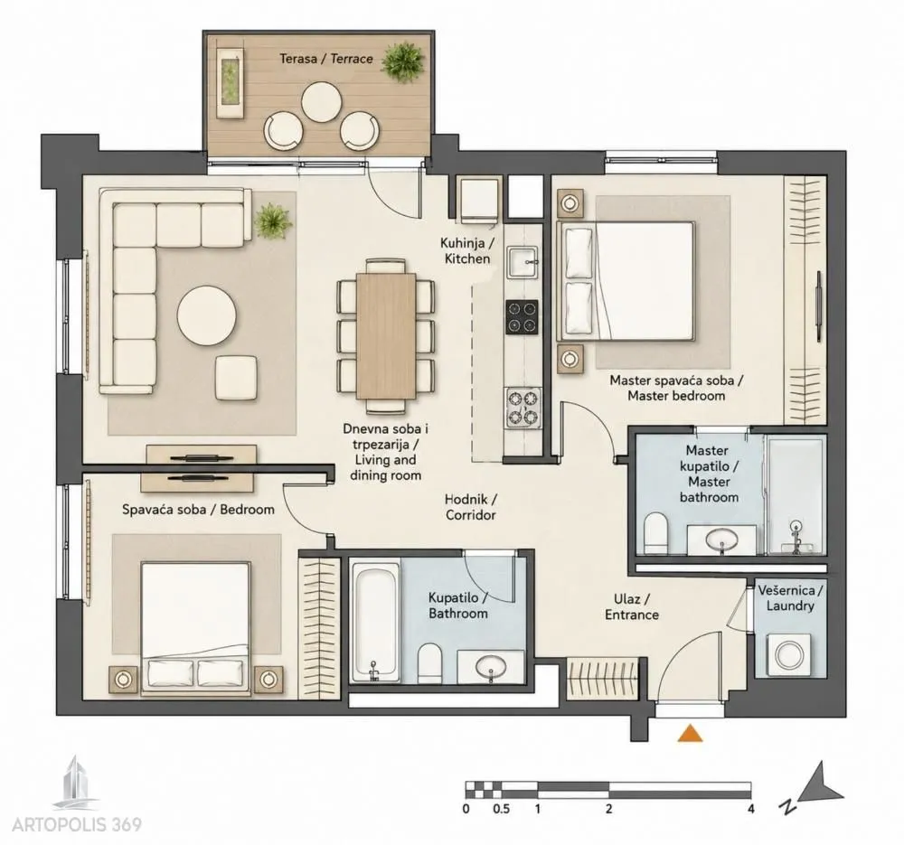 Sale, three bedroom apartment, 77m², Savski Venac, Beograd