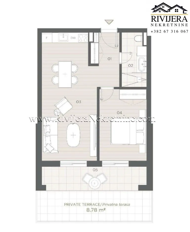 Sale, one bedroom apartment, 55m², Orahovac, Kotor