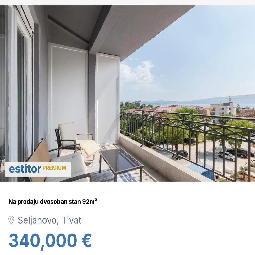 Prodaja, dvosoban stan, 92m², Seljanovo, Tivat