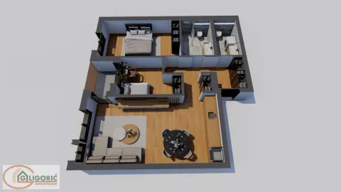 Trodimenzionalni prikaz osnove stana sa nameštajem. - image 4