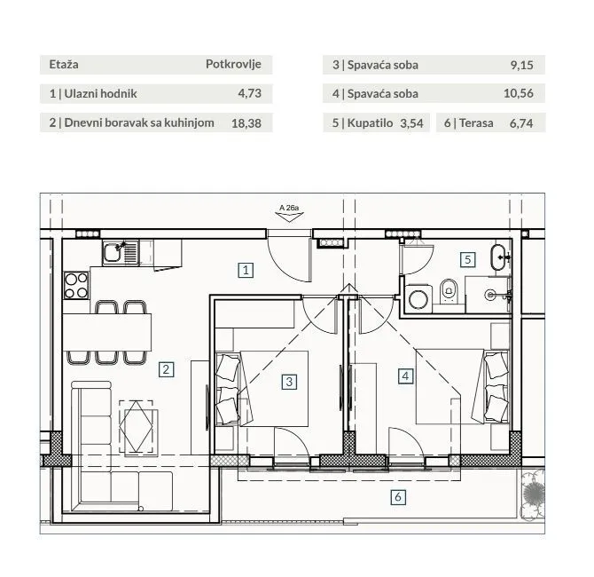 Prodaja, dvosoban stan, 53m², Budva, Crna Gora