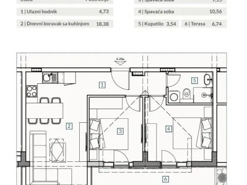 Sale, two bedroom apartment, 53m², Budva, Crna Gora - image 3