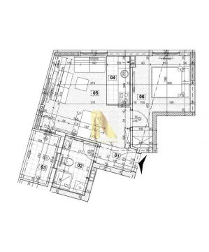 Arhitektonski plan nekretnine sa označenim prostorijama i dimenzijama. - image 7