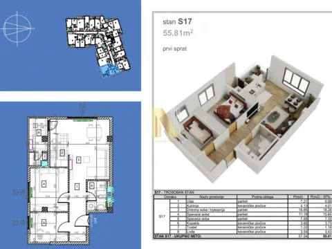 Prodaja, dvosoban stan, 56m², Salajka, Novi Sad Sve Podlokacije - image 1
