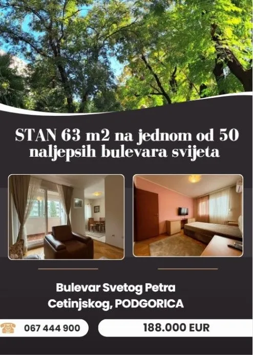 Prodaja, jednosoban stan, 63m², Preko Morače, Podgorica