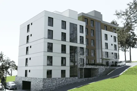 Render nove stambene zgrade sa prilaznim putem i parkingom. - image 4