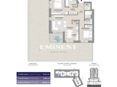 Sale, three bedroom apartment, 192m², Novi Beograd Blok 64, Novi Beograd Sve Podlokacije