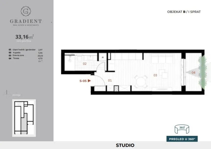 Prodaja, jednosoban stan, 41m², Orahovac, Kotor