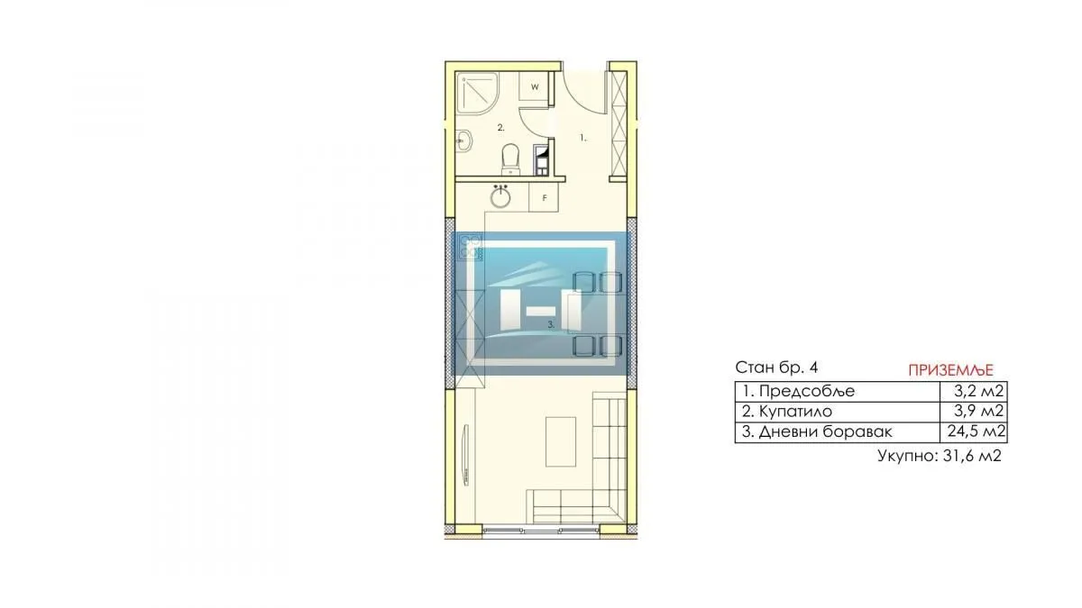 Sale, studio apartment, 31m², Centar, Jagodina