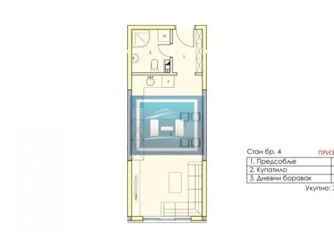 Sale, studio apartment, 31m², Centar, Jagodina