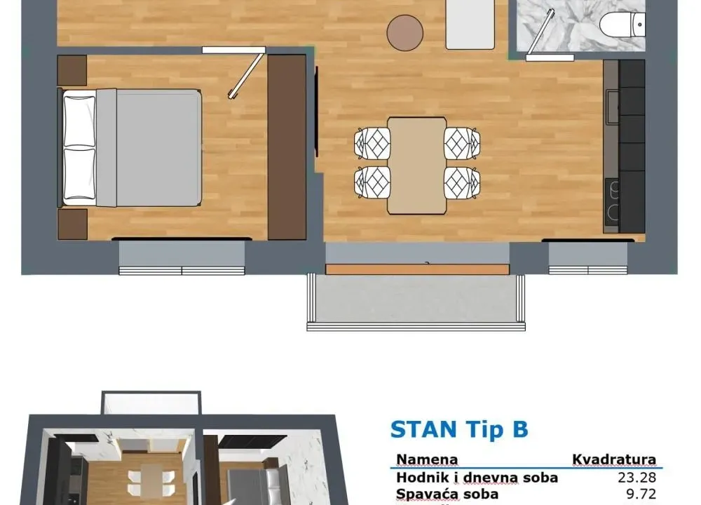 Sale, one bedroom apartment, 39m², Pantelej, Niš