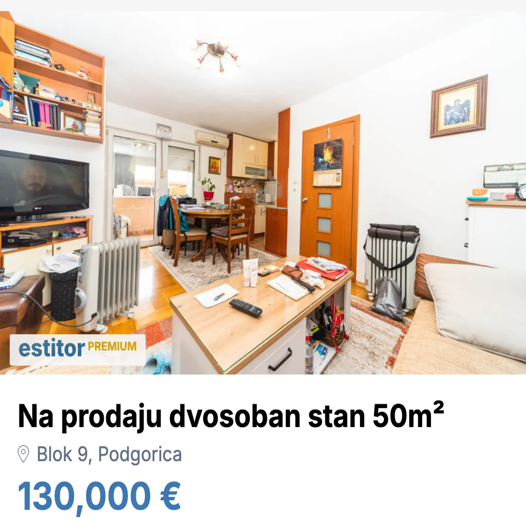 Sale, two bedroom apartment, 50m², Blok 9, Podgorica