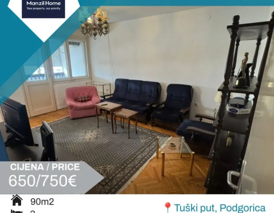 Rent, three bedroom apartment, 90m², Tuški Put, Podgorica