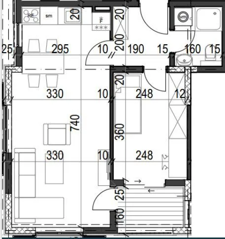 Sale, one bedroom apartment, 42m², Radanovići, Kotor