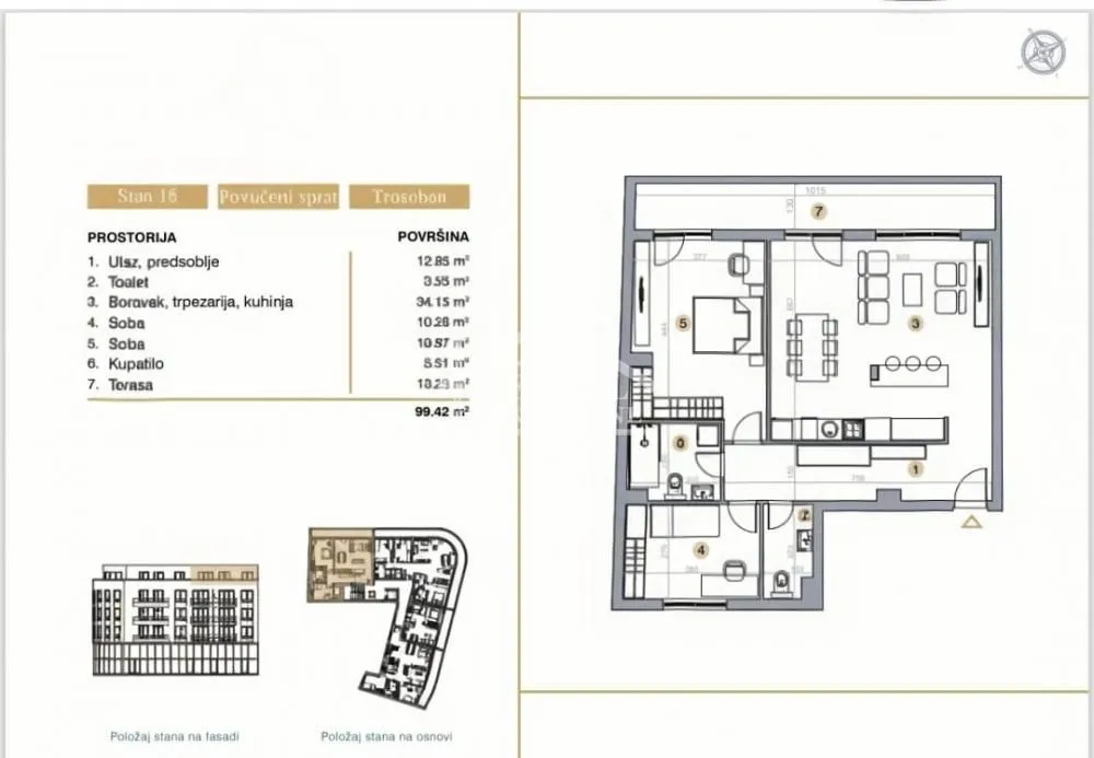 Prodaja, trosoban stan, 99m², Bežanijska Kosa 3, Bežanijska Kosa Sve Podlokacije