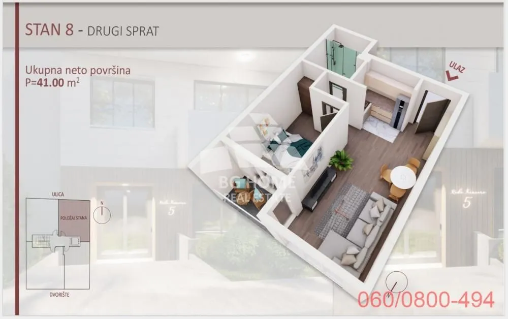 Prodaja, jednosoban stan, 41m², Lekino Brdo, Voždovac Sve Podlokacije