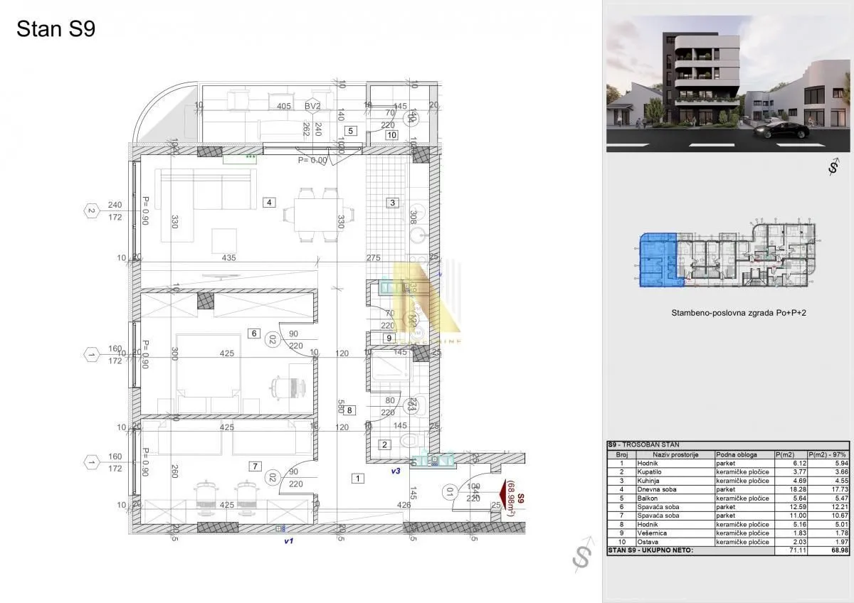 Prodaja, trosoban stan, 69m², Bulevar patrijarha Pavla, Novi Sad Sve Podlokacije