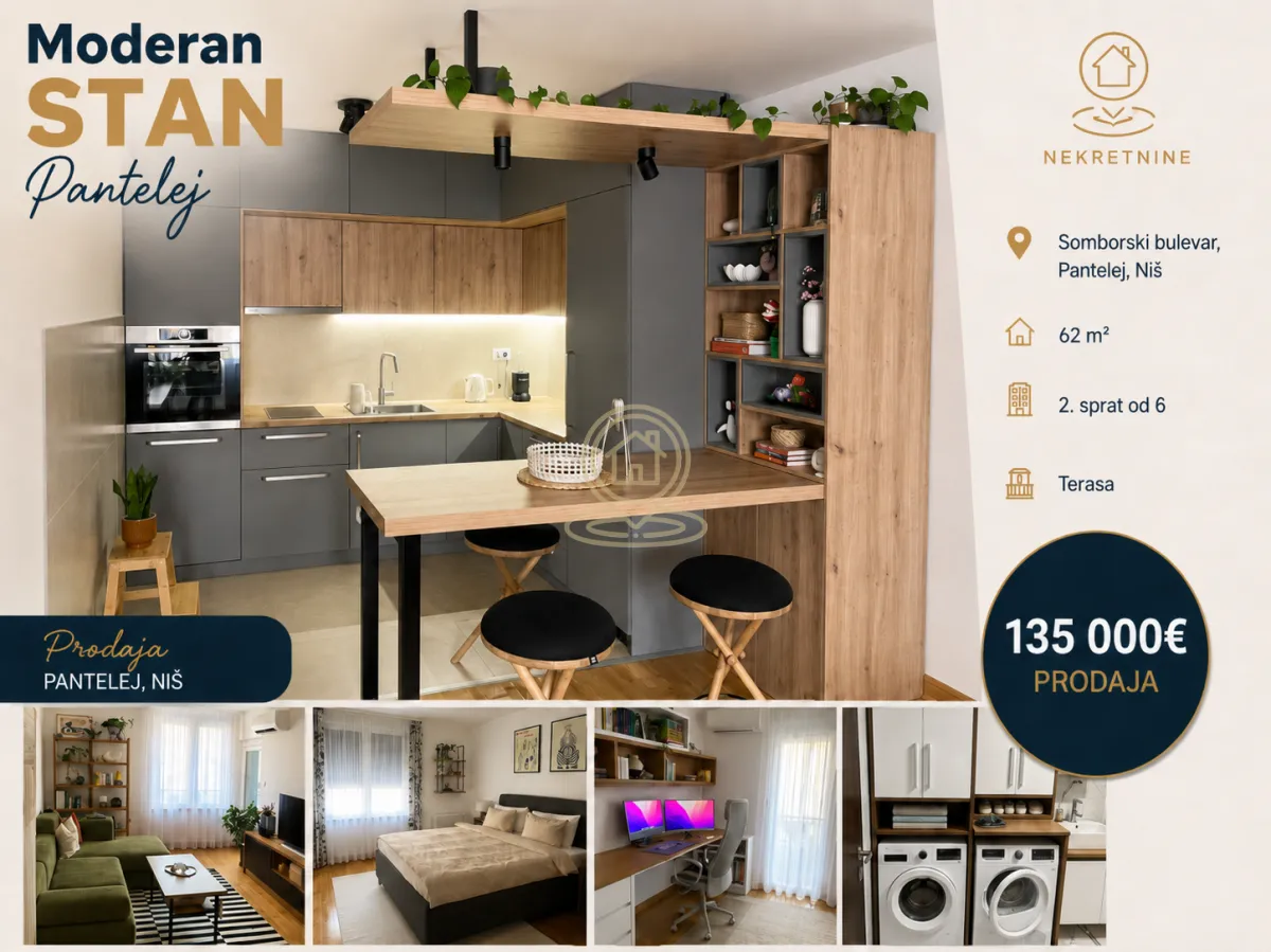 Prodaja, trosoban stan, 62m², Pantelej, Niš