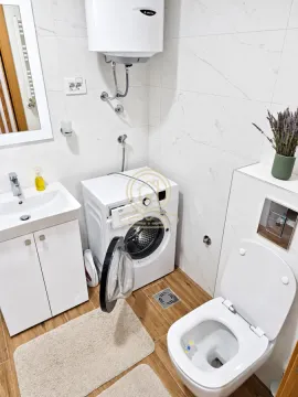 Kupatilo opremljeno umivaonikom, WC šoljom, mašinom za veš i bojlerom. - image 8