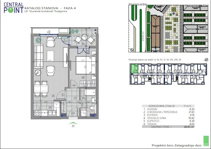 Rent, one bedroom apartment, 49m², Central Point, Podgorica