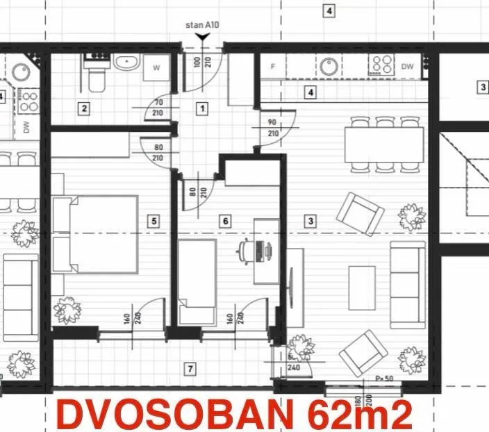 Prodaja, dvosoban stan, 62m², Zagorič, Podgorica