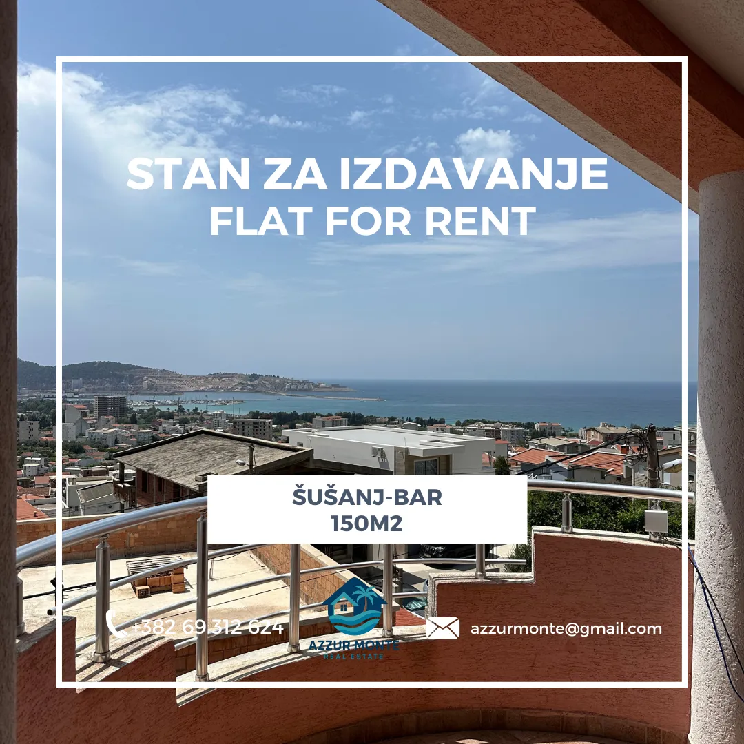 Rent, three bedroom apartment, 150m², Šušanj, Bar
